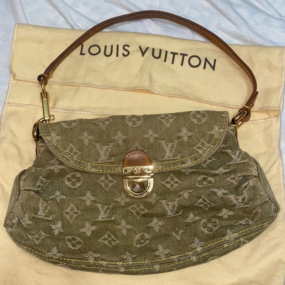 RARE & RETIRED circa2006 Louis Vuitton Green Denim Denim Mini Pleaty Bag-